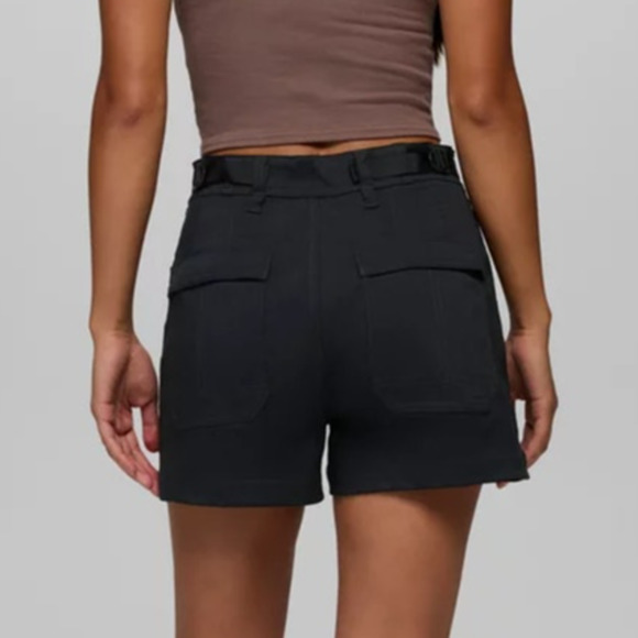 Prana Stretch Zion Cargo 3" Short Women's 8 Black Standard Fit High Rise Stretch - Picture 2 of 13